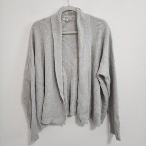 Madewell Gray Ribbed Open Front Cardigan Sweater Women's Medium Comfortable Knit